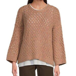 NWT Eileen Fisher Opal Peruvian Alpaca Crew Neck Top Sweater